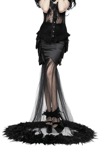 Sexy Flared Mesh Skirt from Above the Knee to Hem